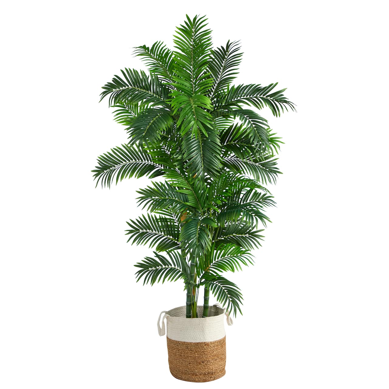 6ft. Curvy Parlor Artificial Palm Tree in Handmade Natural Jute and Cotton Planter